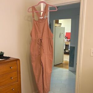 FIKA the BRAND pink cotton overalls with adjustable straps.  Size M